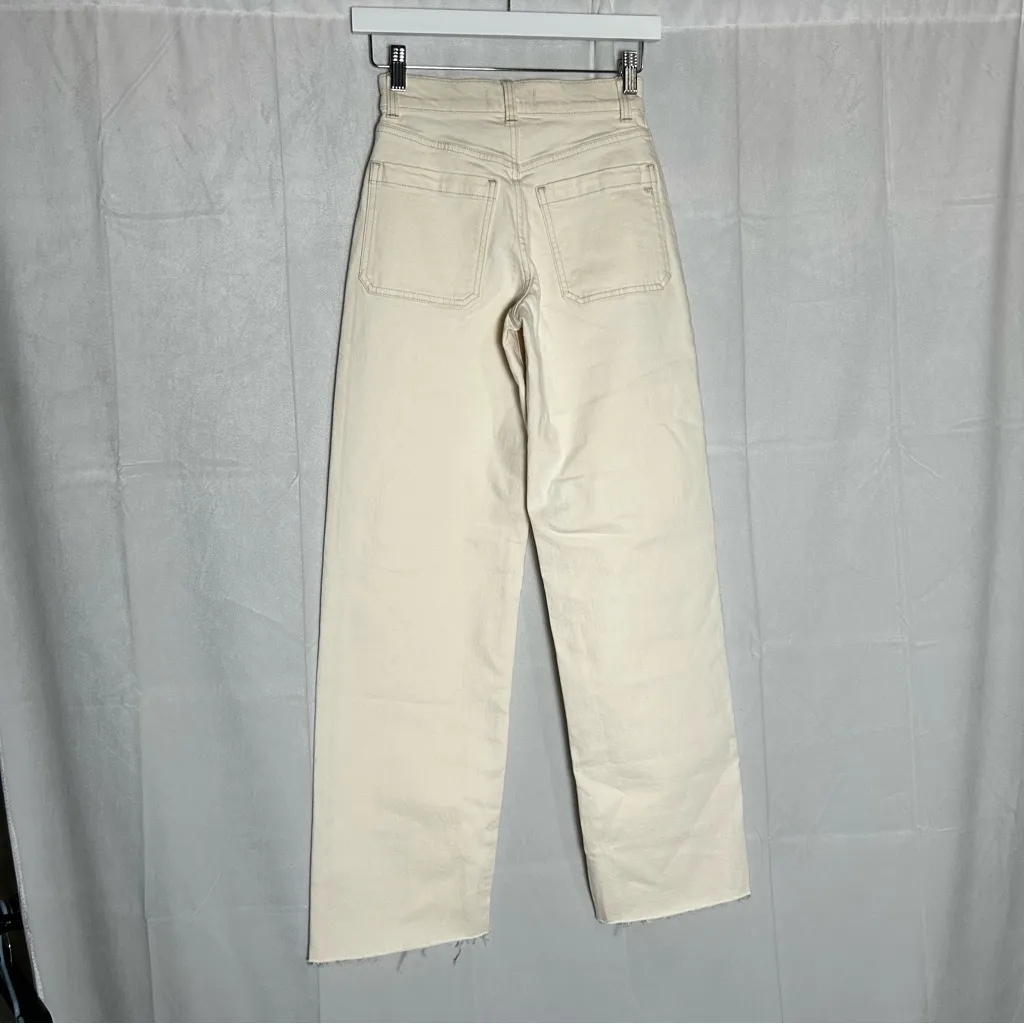 NWT Madewell Cream The Emmett Wide-Leg Full Length Jean: Patch Pocket Edition 23 - Image 4