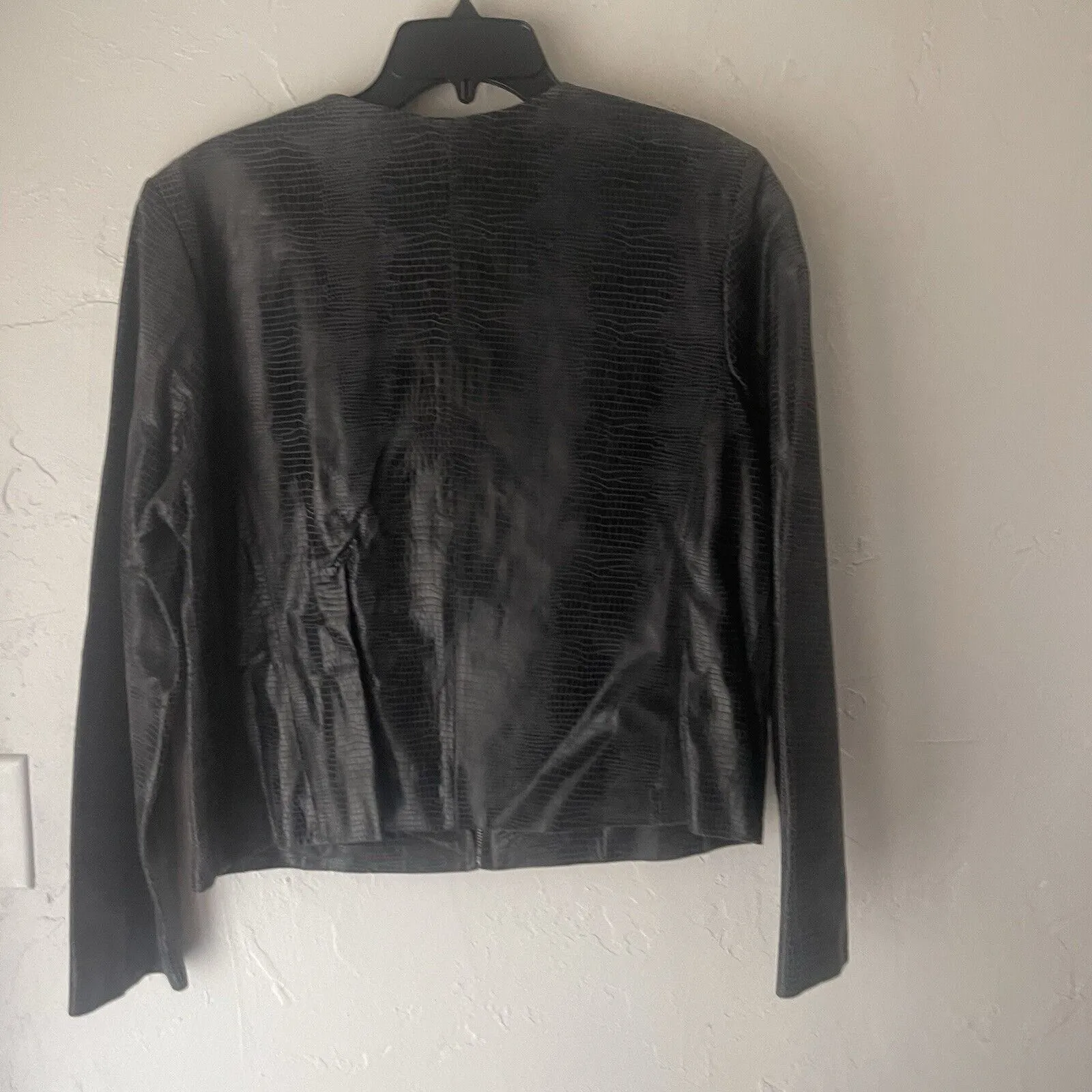 Valerie Stevens Y2k Large 100% Leather Snake Skin Embossed Grunge Bomber Jacket - Image 5