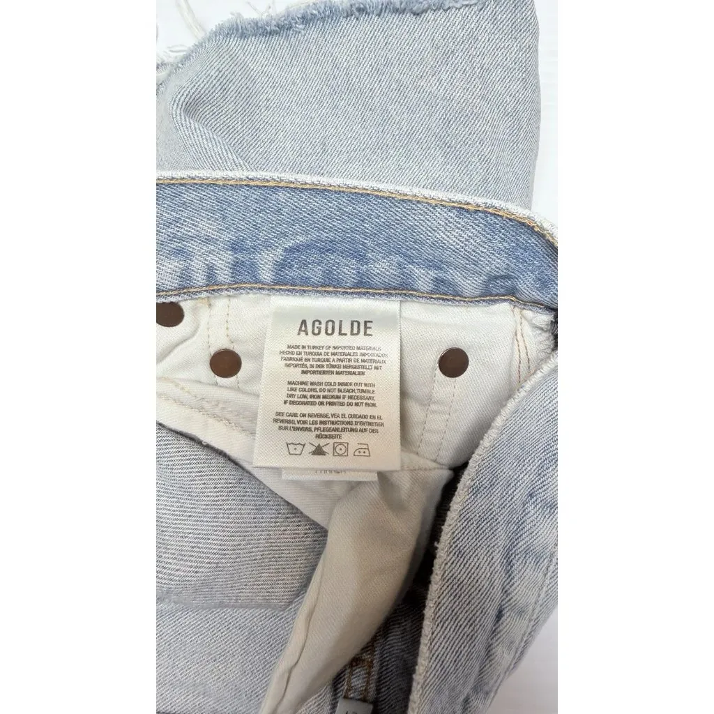 Agolde Parker Vtg Cut Off Denim Shorts Women Sz 24 Blue Rapture High Rise Button - Image 6