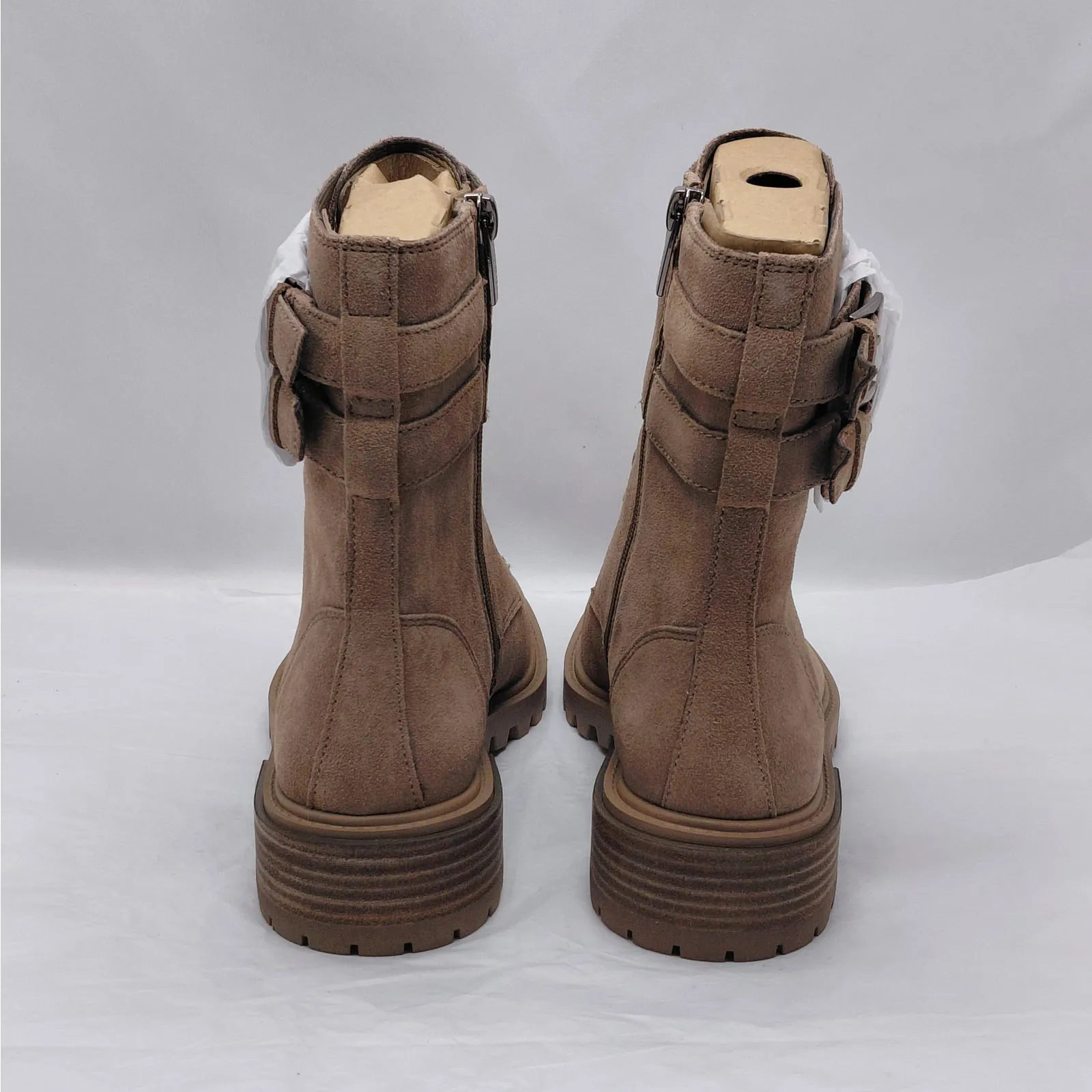 Vince Camuto Fawdry Tan Suede Combat Boots Women’s 6.5M Moto Lug Sole Fall Biker - Image 6