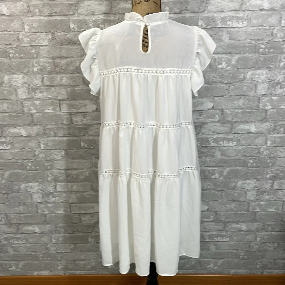 Emery Rose White Tiered Dress Size L - Image 7