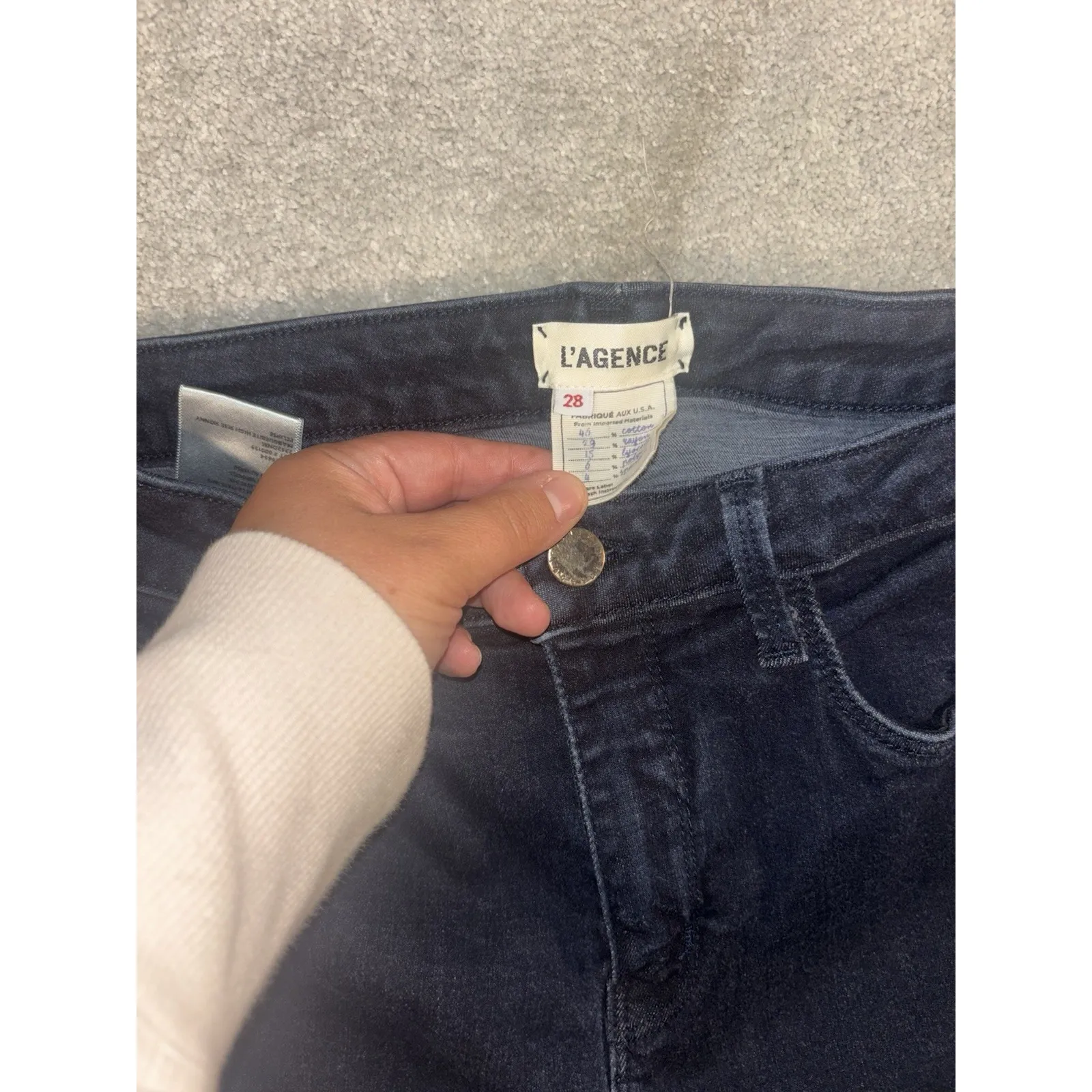 L Agence Womens Zipper Fly Mid Rise Marguerite Skinny Jeans Blue Denim Size‎ 28 - Image 4