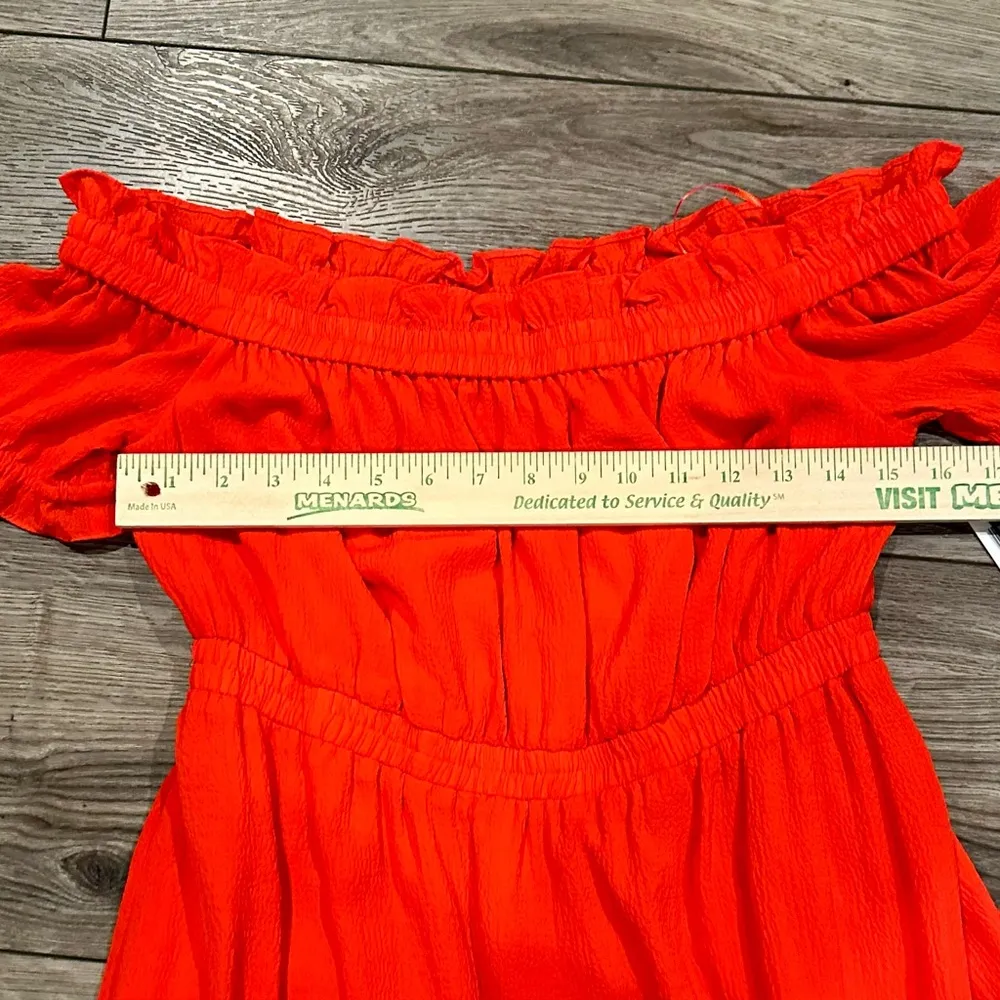 NWT Cynthia Steffe Maxi‎ Dress Off Shoulder Red Hot Holiday Size 6 Cinch Waist - Image 4