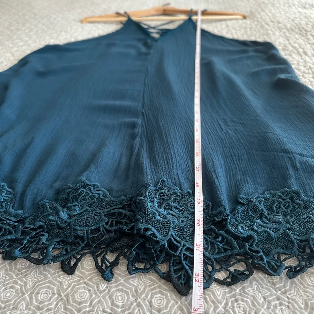 Free People Wicked Spell Tunic Mini Dress Teal Blue Boho Embroidered Size M - Image 11