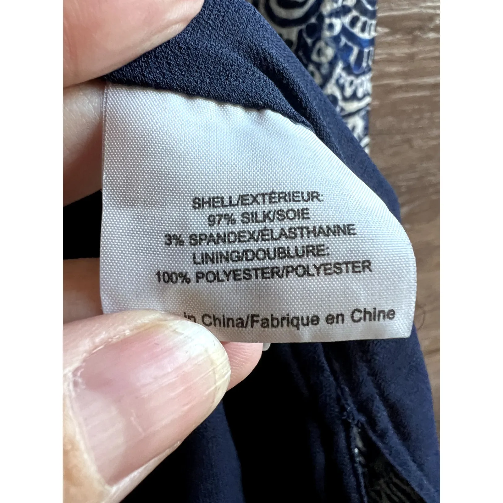 Tory Burch Blouse size 8 blue Silk Geometric beaded V Neck - Image 3