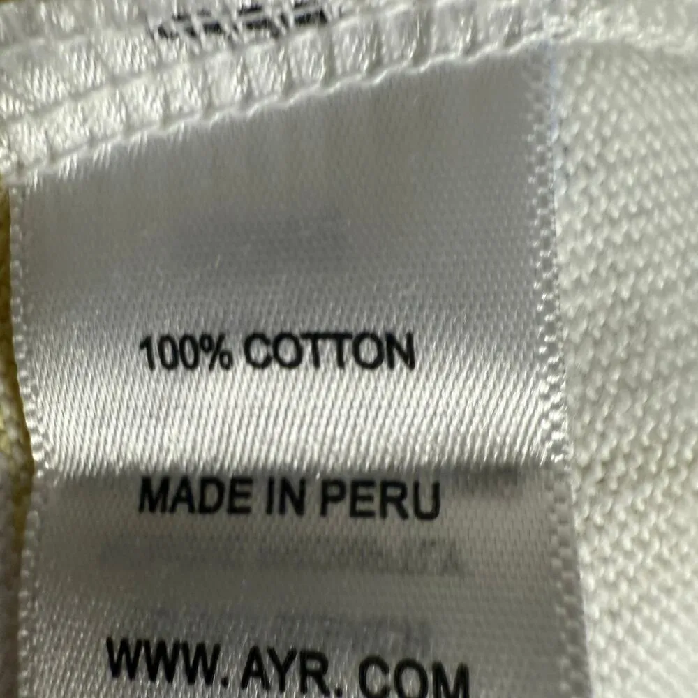 AYR The Heavy O Semester Stripe Parachute White Yellow Short Sleeve Crew Tee XL - Image 10