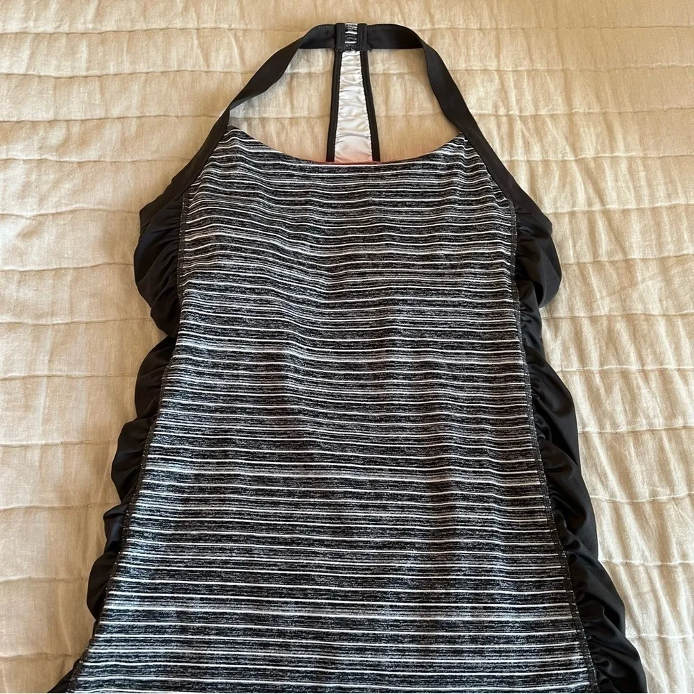 Ideology Gray Striped Racerback Rouched Side Athletic Tank Top Size Medium - Image 4