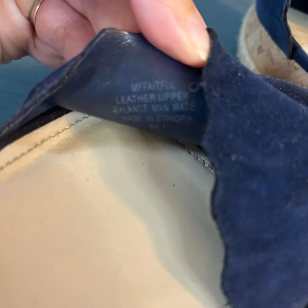 Marc Fisher Navy Suede & Cork Scalloped Platform Sandals | Women’s Sz 8.5 - Image 9