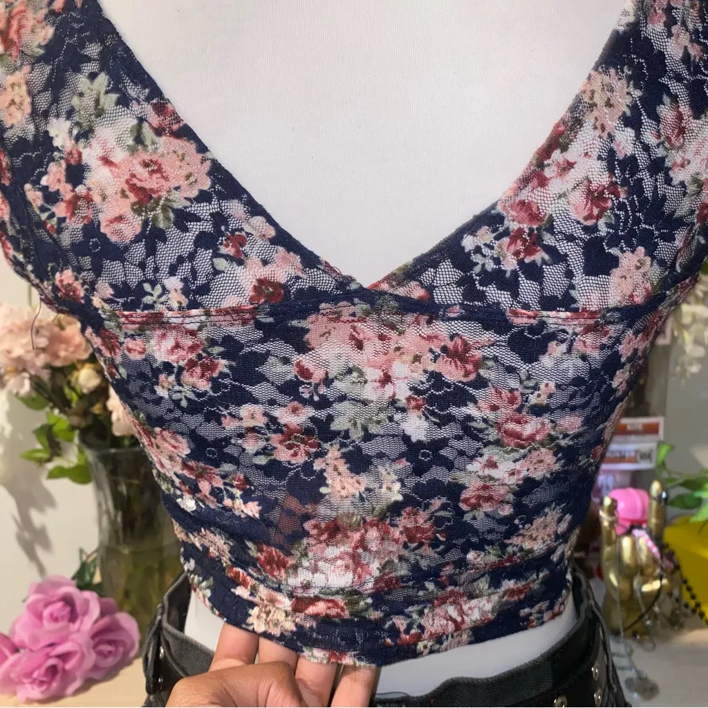 Love Culture whimsical gothic fairycore floral print square neck crop top - Image 8