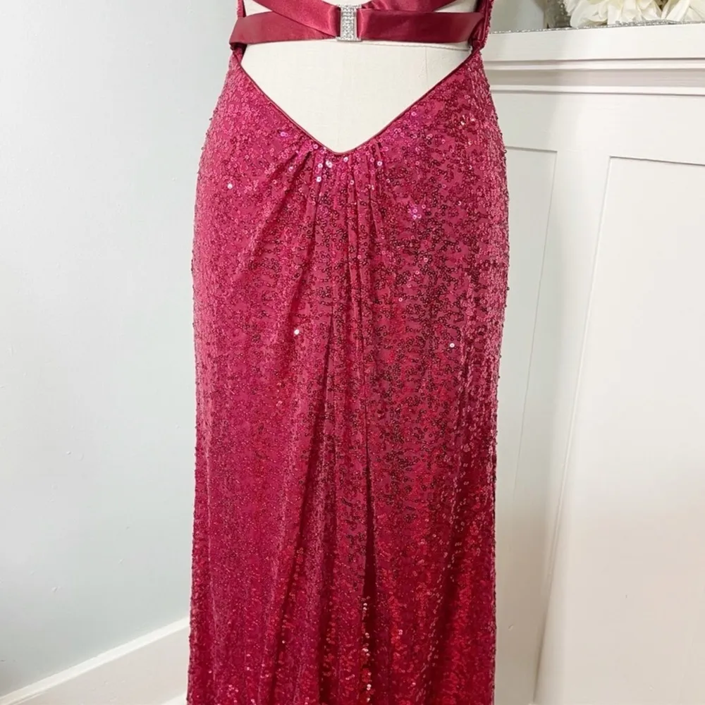 La Femme Red Sequin Strapless Formal Dress Prom Evening Gown Mermaid Size 4 - Image 8