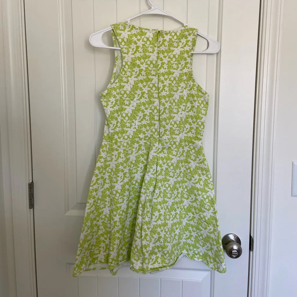 Derek Heart women’s green‎ white floral print sleeveless zip flare dress medium - Image 5