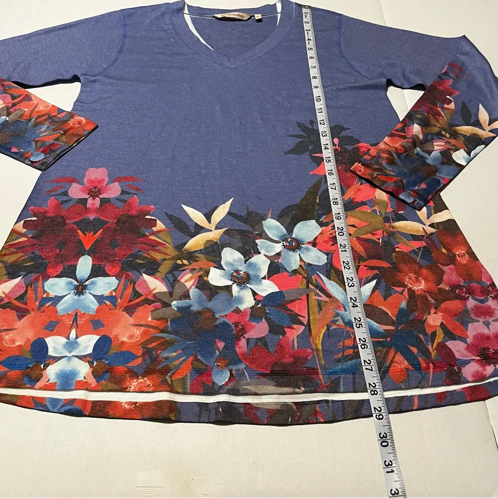 Soft Surroundings Womens Medium Periwinkle Purple‎ Long Sleeve Floral Tunic Top - Image 5