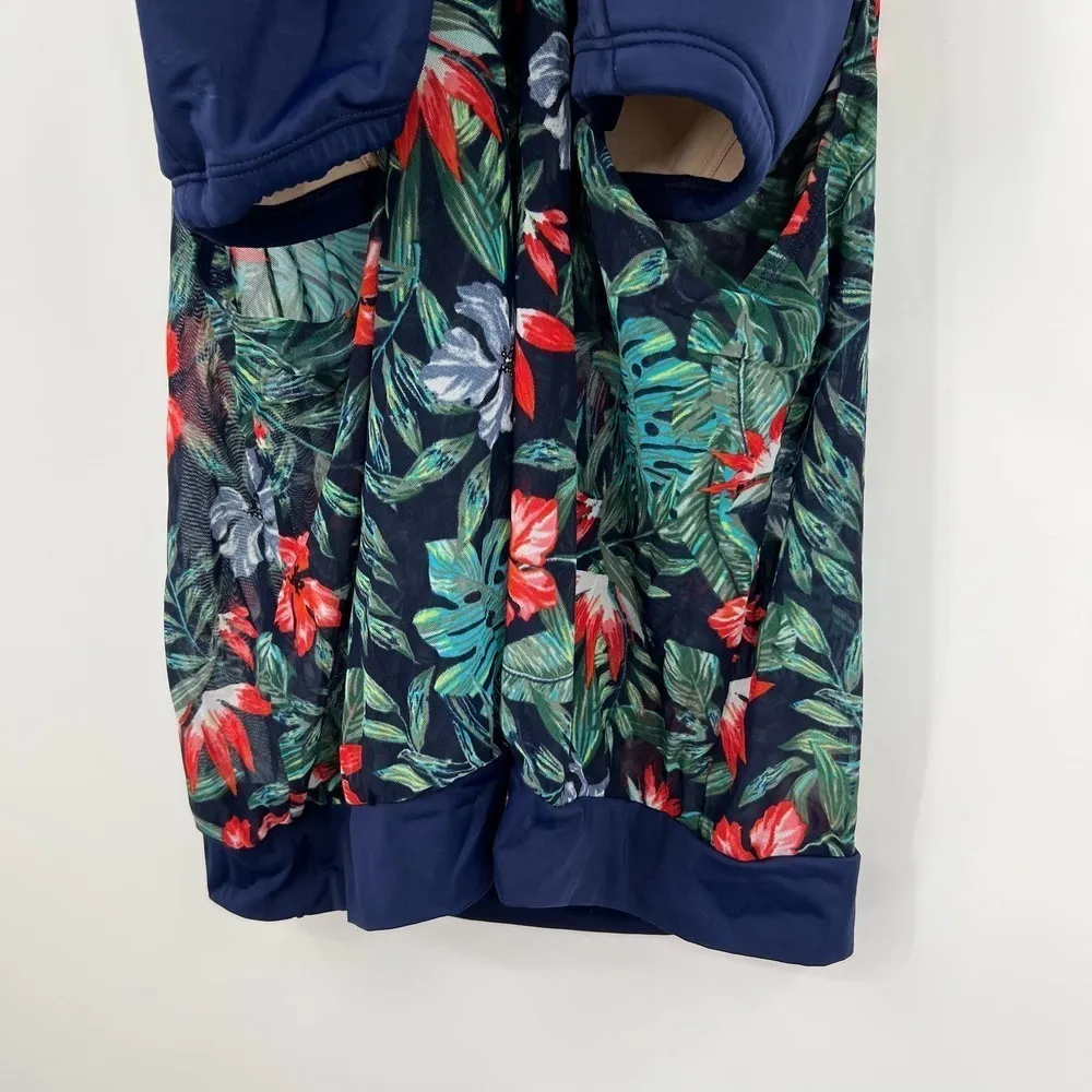 Swim by Cacique Swim tankini Top Blue floral flower print strappy plus Size 14 - Image 4