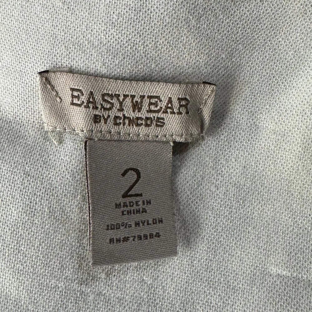 Easywear by Chico’s SZ 2 (Large) Top Abstract 3/4 Sleeve Stretch Lined Blue - Image 5