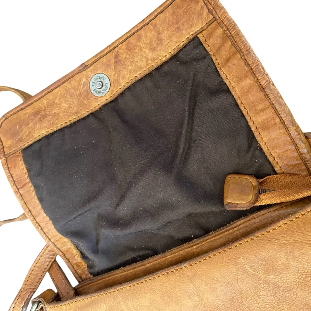 Valencia Holland Cognac Brown leather Crossbody Purse Basket Weave - Image 4