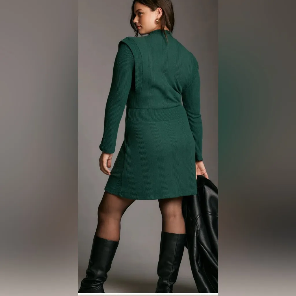 NWT Maeve Anthropologie Green Long Sleeve Sweater Dress size large - Image 3