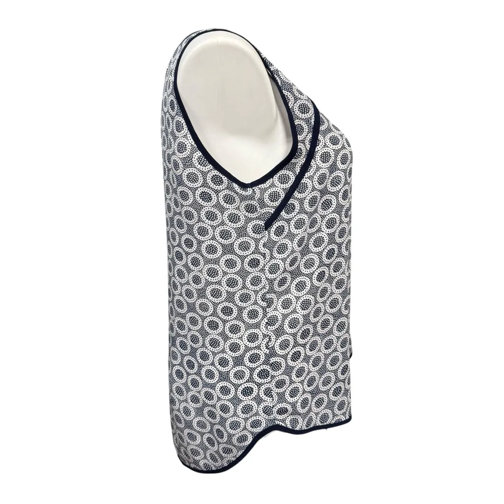 Papermoon Stitch Fix Navy White Geometric Print Sleeveless Blouse Women’s Large - Image 4