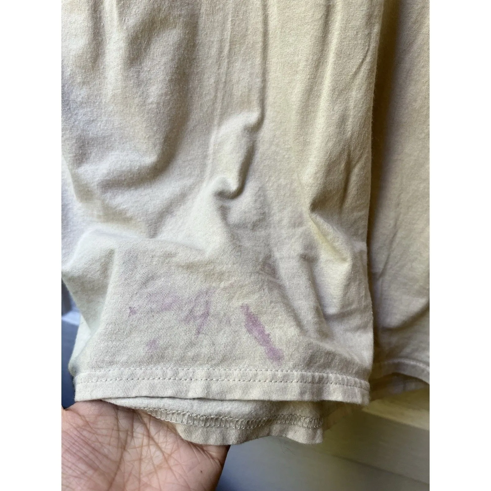 Disney Mickey Mouse Woods Tshirt M Beige Nature Hiking The Great Outdoors Stains - Image 5