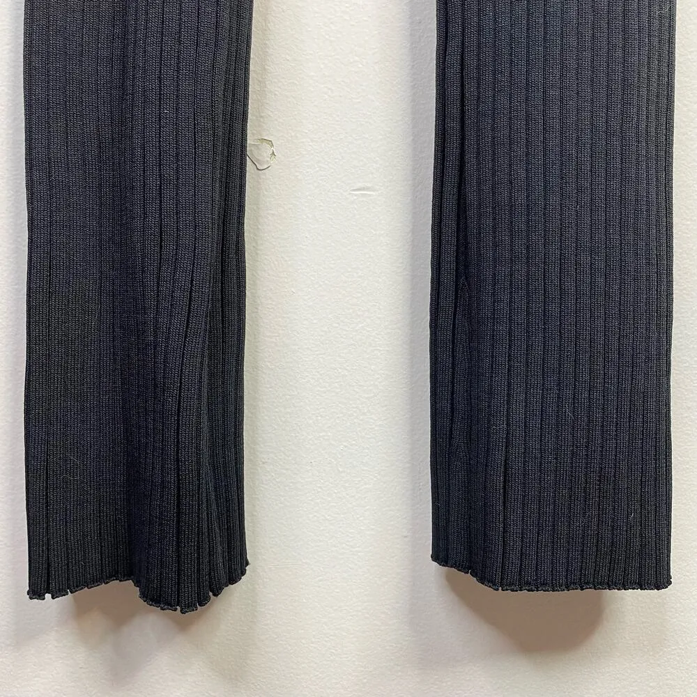 Dissh Lou Wide Leg Pants Ribbed Knit High Waist Classic Minimalist womens M - Image 4