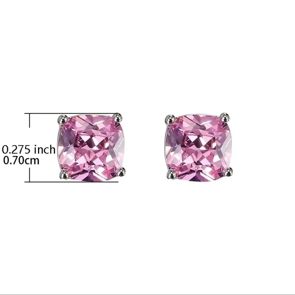 925 Silver Plated Mystic Topaz stud Earrings Green - Image 3