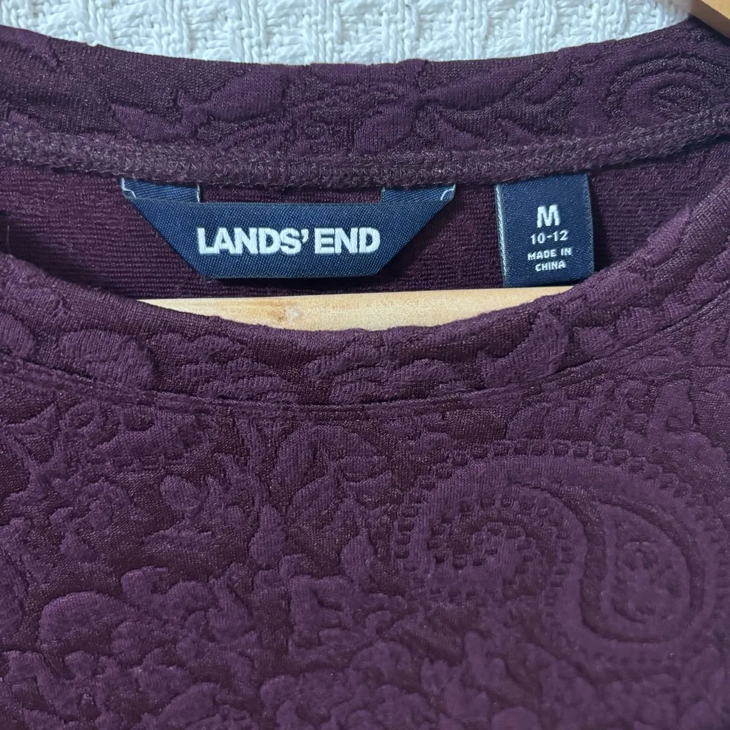 Lands End Purple Paisley Quilted Long Sleeve Top Sz M Casual Comfort - Image 4