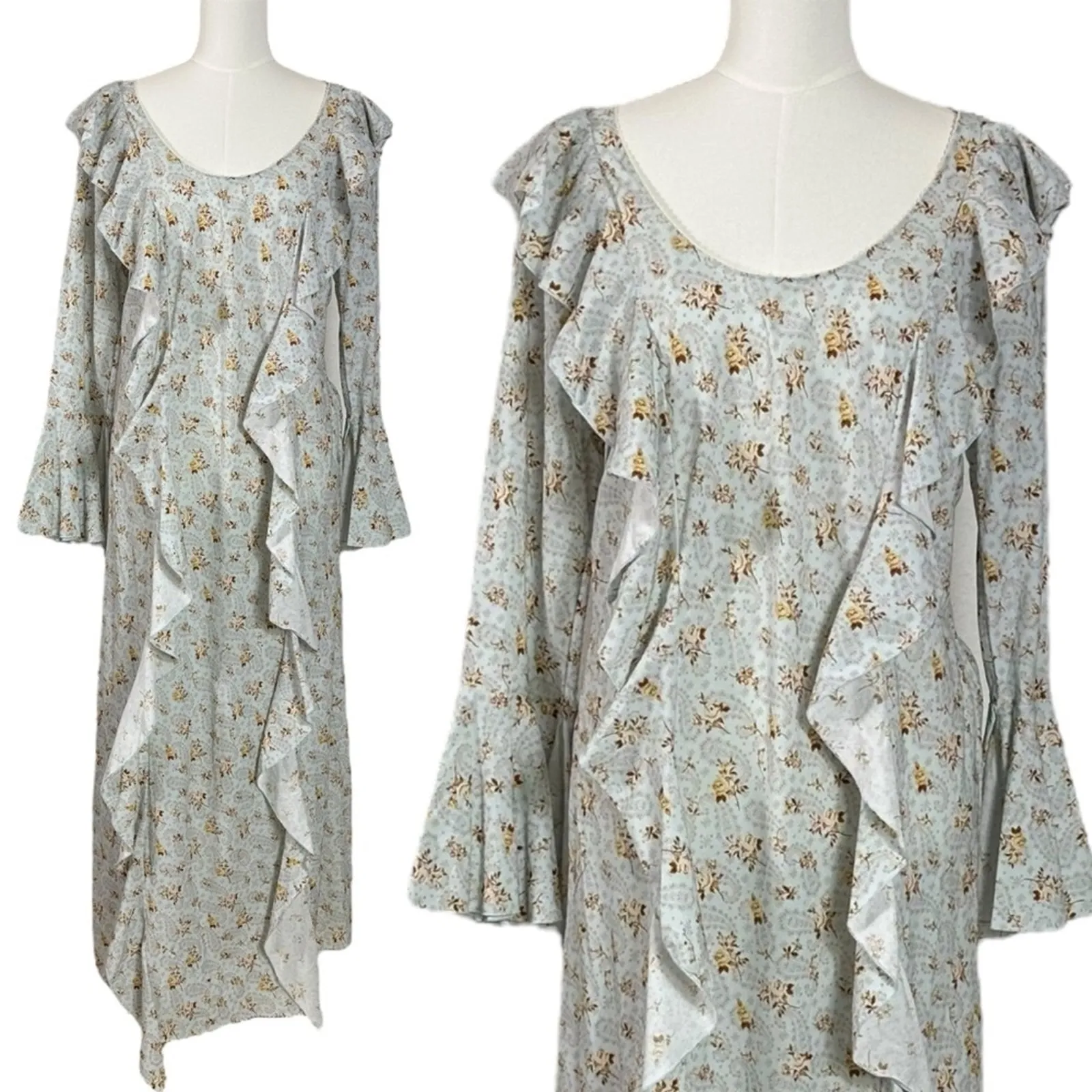 Spell & The Gypsy Ethereal Bohemian Witchy Fleur Frill Bias Maxi Dress Medium White - Image 2