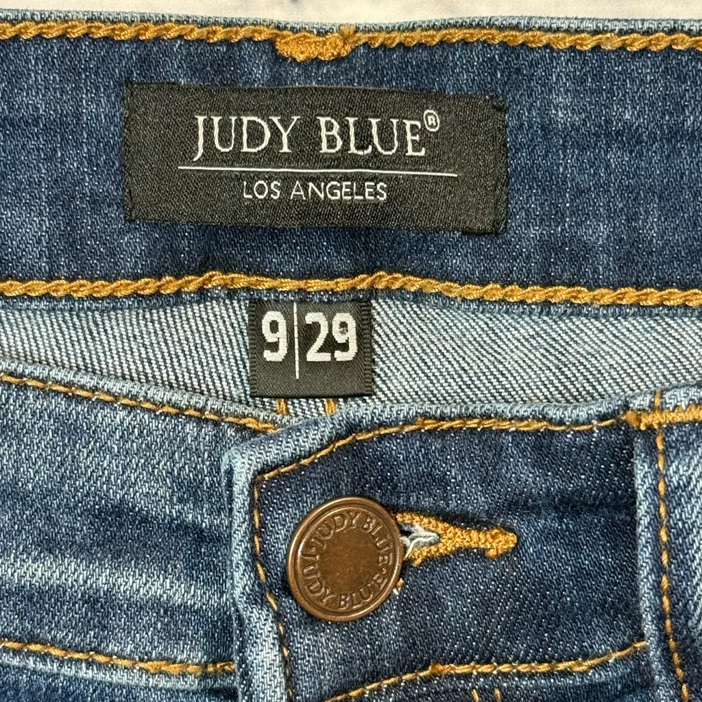 Judy Blue Distressed Skinny Fit Jeans with Red Details, sz 9 - Image 3