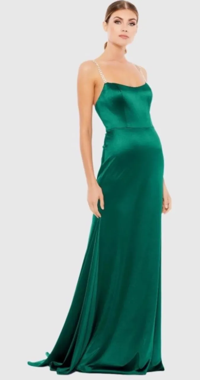 New! leena Mac Duggal 12428
Charmeuse Rhinestone Trumpet Gown Emerald Sz 6 $398 - Image 1