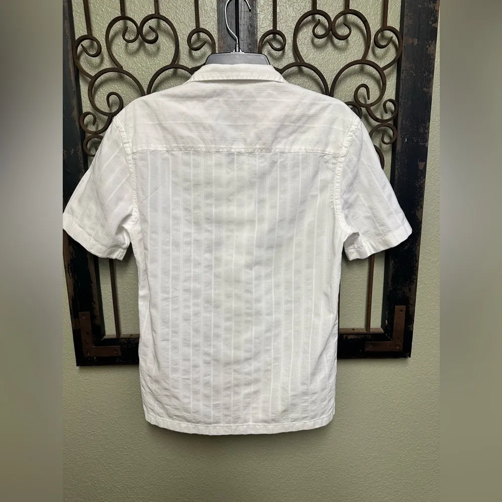 Zara white stextured button down short sleeve top - Image 2