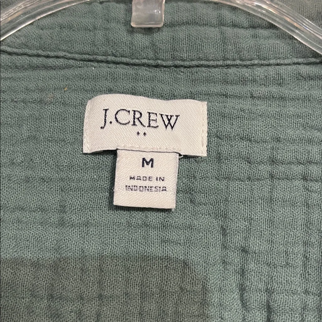 J CREW WOMENS GREEN GAUZEY BUTTON UP BLOUSE TOP MEDIUM - Image 2
