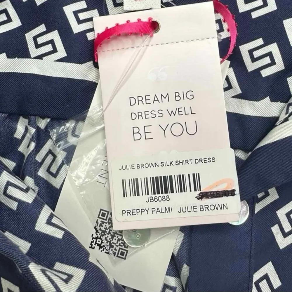 Julie Brown NWT Navy PREPPY PALM Silk Print Dress Size 2 - Image 6