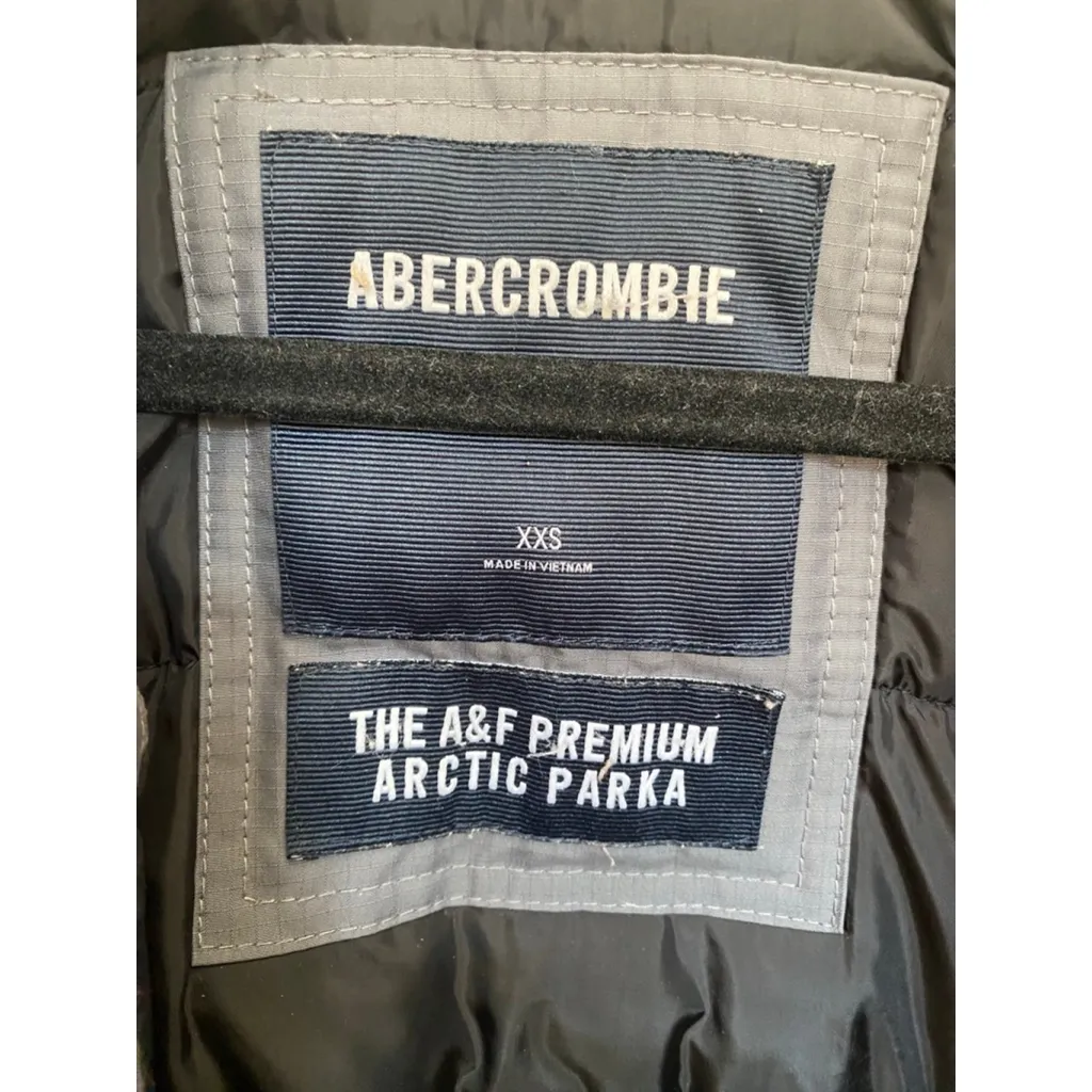 Abercrombie & Fitch A&F Premium Arctic Parka Gray Faux Fur Hood XXS Coat Utility - Image 6