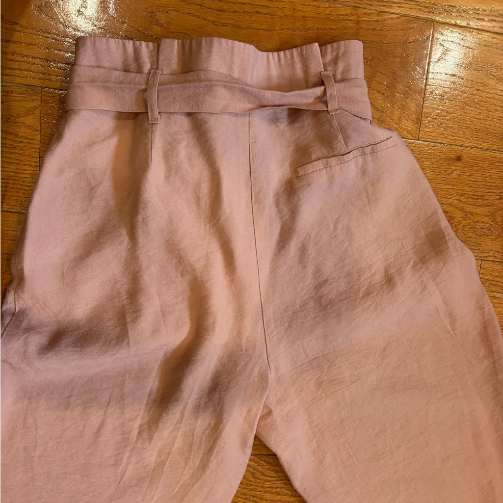 ZARA Basic Paperbag Waist Wide-Leg Pants in Soft Pink – Size Small - Image 5