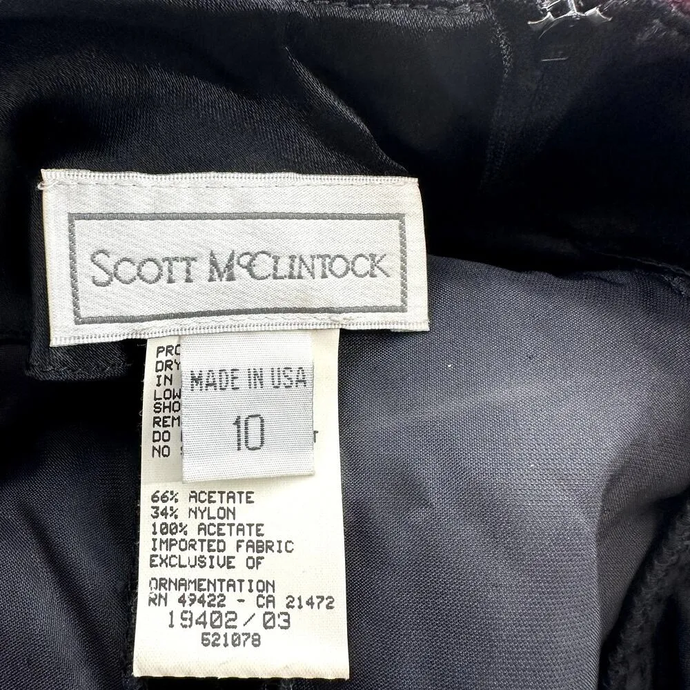 Vintage Scott McClintock Velvet Maxi Dress Prom Ornate Gold Fitted Front Slit 10 - Image 3