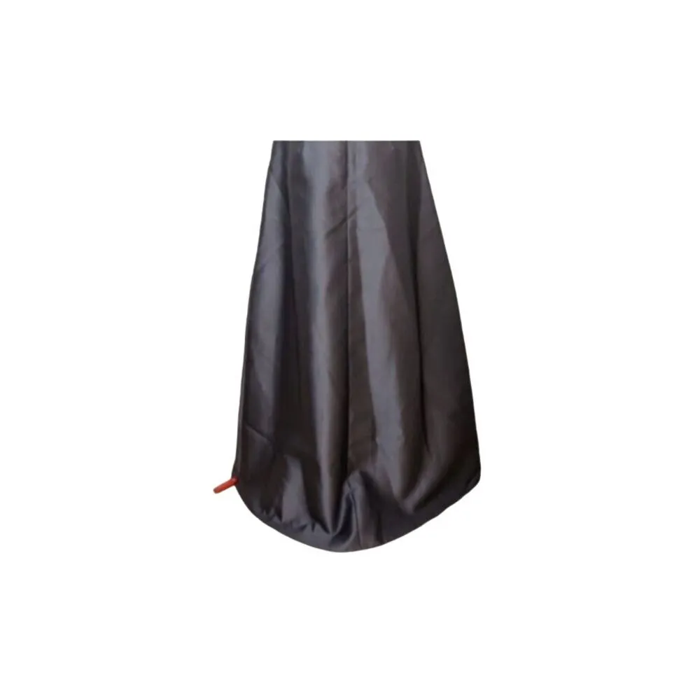 NWT ALFRED SUNG Satin Maxi V Neck Gown Cap Sleeve Pockets Zip Up 8 Cavier Grey - Image 10