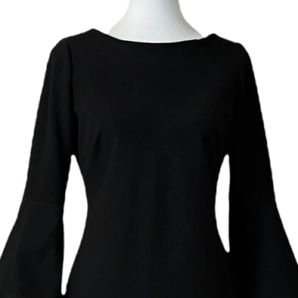 Calvin Klein Black Bell Sleeve Sheath Dress Cocktail Party Women's Size 6 - Image 5