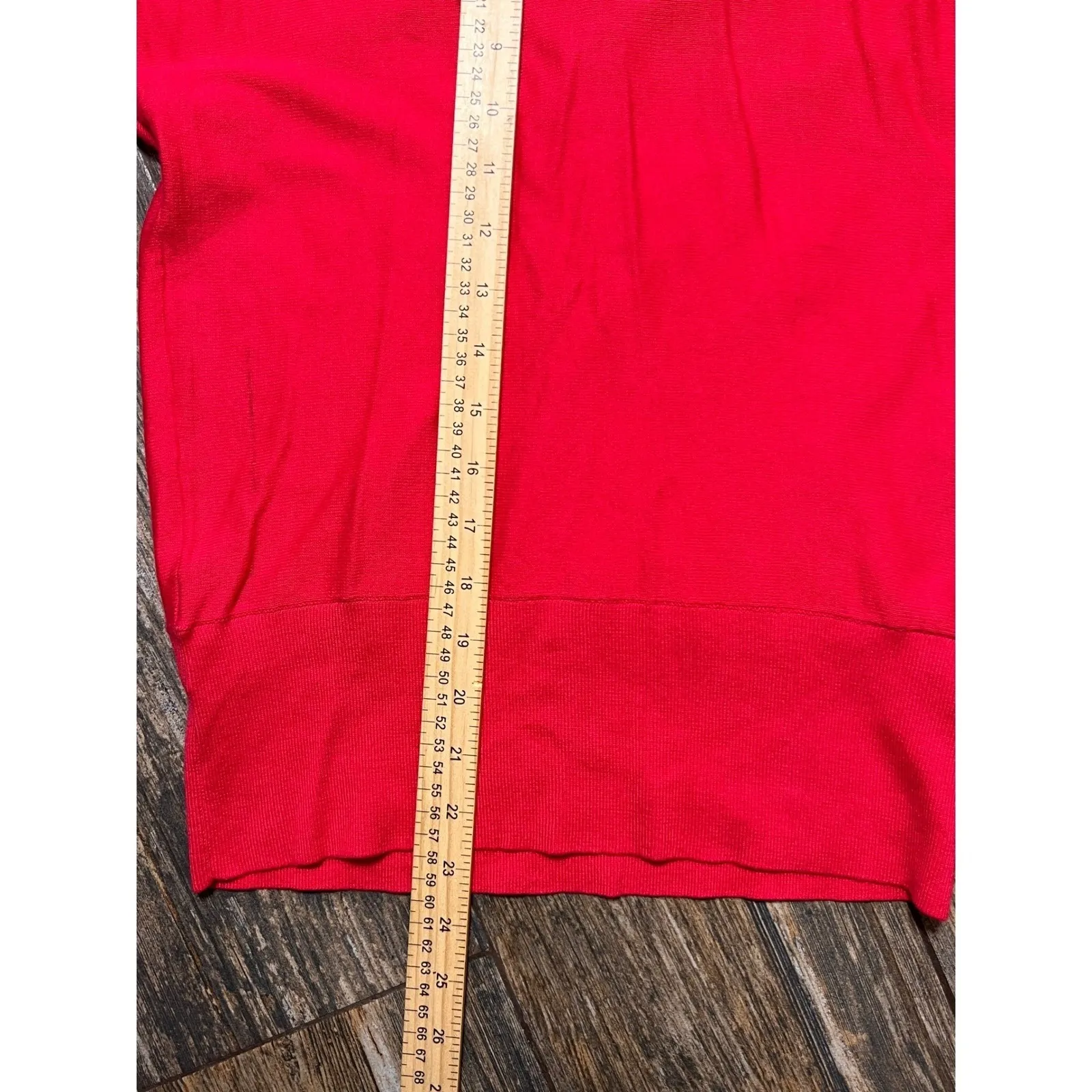 LOFT Red Pima Cotton V Neck Sweater Knit Top Pullover Size Medium Lightweight ** - Image 6