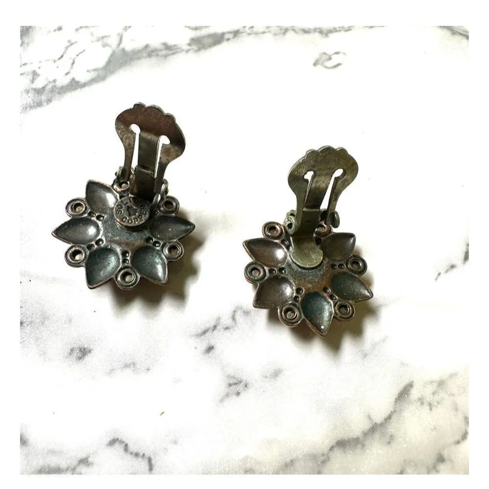 Bell Trading Post solid copper and turquoise clip on earrings - Image 4