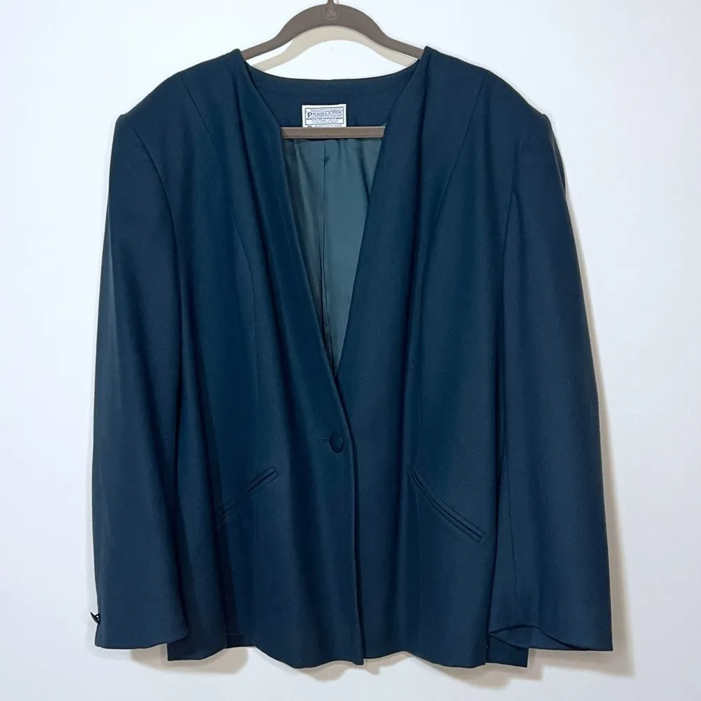 Pendleton vintage virgin wool teal blue single breasted long sleeve blazer 22W - Image 8