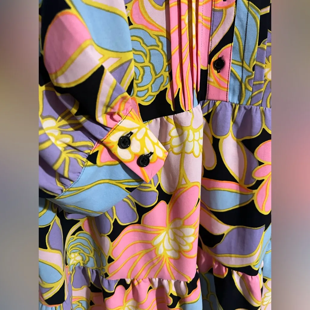 WHO WHAT WEAR Floral Multicolor Tunic Dress - Image 6