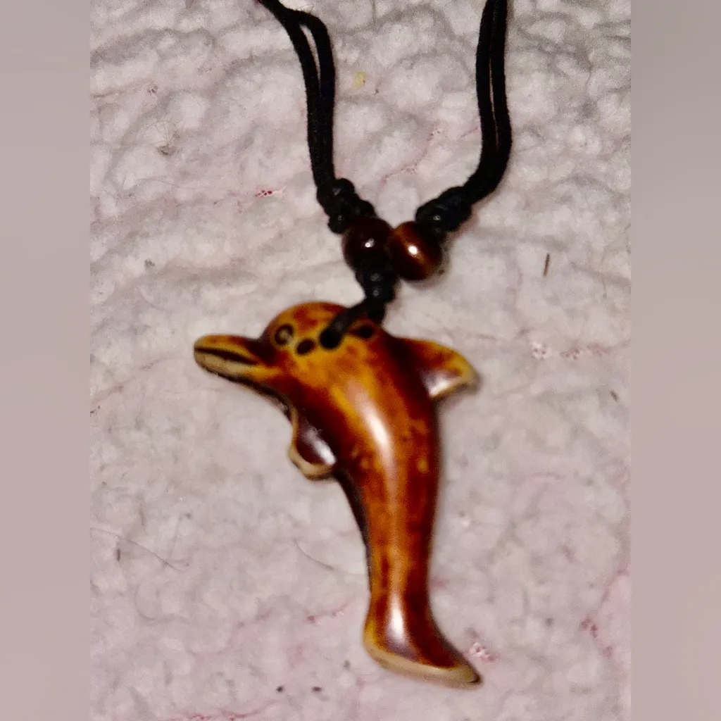 Bohemian Brown Dolphin Pendant Necklace - Image 3