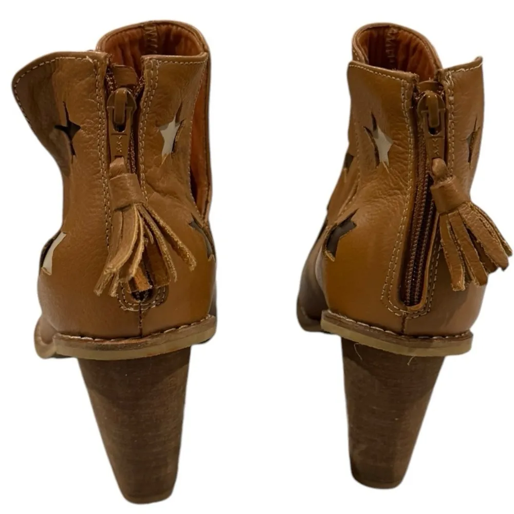 SILVIA COBOS Shoot For The Moon Brown Tan Leather Ankle Boots Size 7 - Image 5