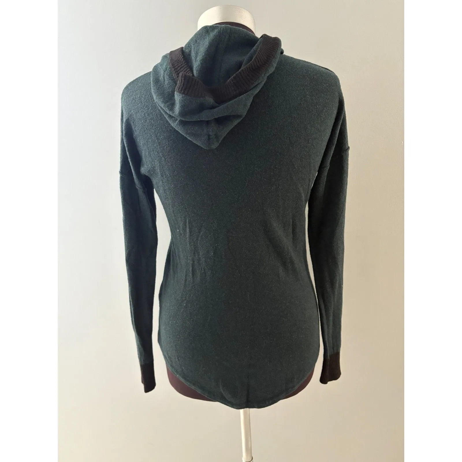 Smartwool Shadow Pine Hoodie Sweater Size XS Green Merino Wool Blend Pullover - Image 4