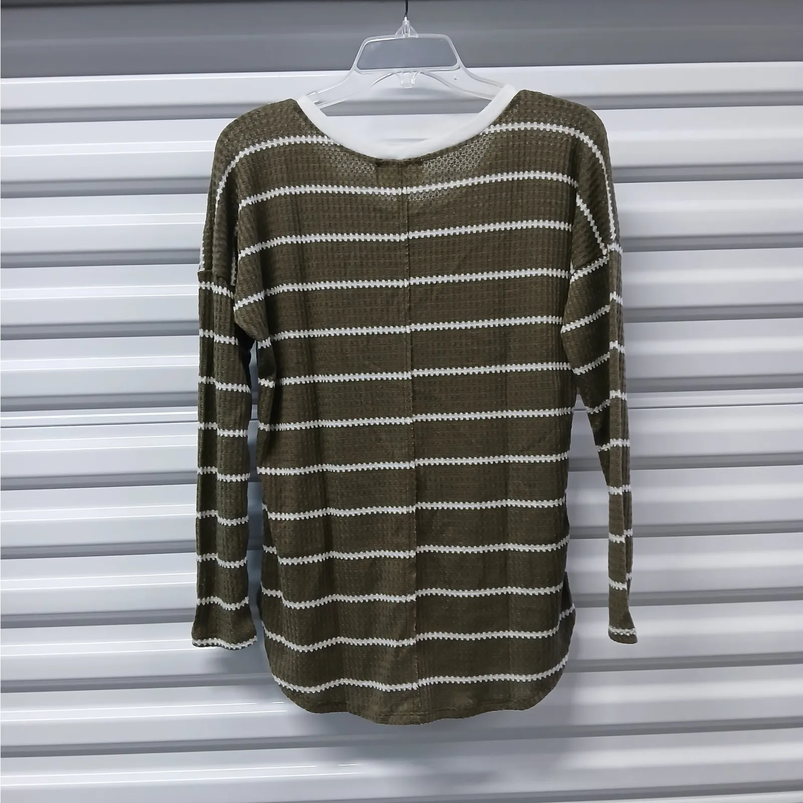 Ella Mara Thermal Knit Sweater Women Small Green Pullover Casual Cozy Minimalist - Image 3