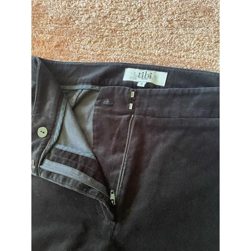 Tibi Pants Womens Size 4 Black Velvet Stretch Skinny Mid Rise Holiday - Image 3