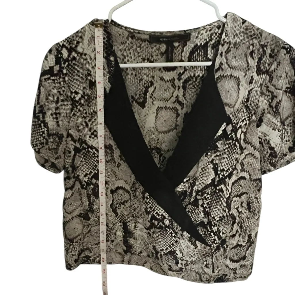 BCBGMaxAzria Black and White Snakeskin Blouse - Image 4