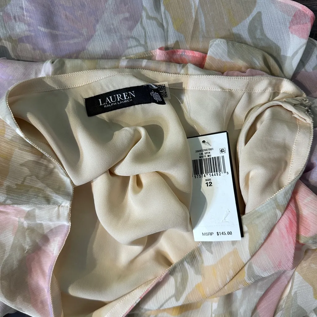 LAUREN Ralph Lauren ,NWT $185, Floral Ruffle Trim Crinkle Georgette Skirt, Sz 12 - Image 12