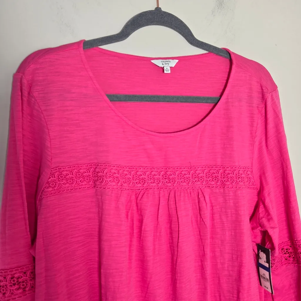 Crown & Ivy Pink Bell Sleeve Top - Image 2