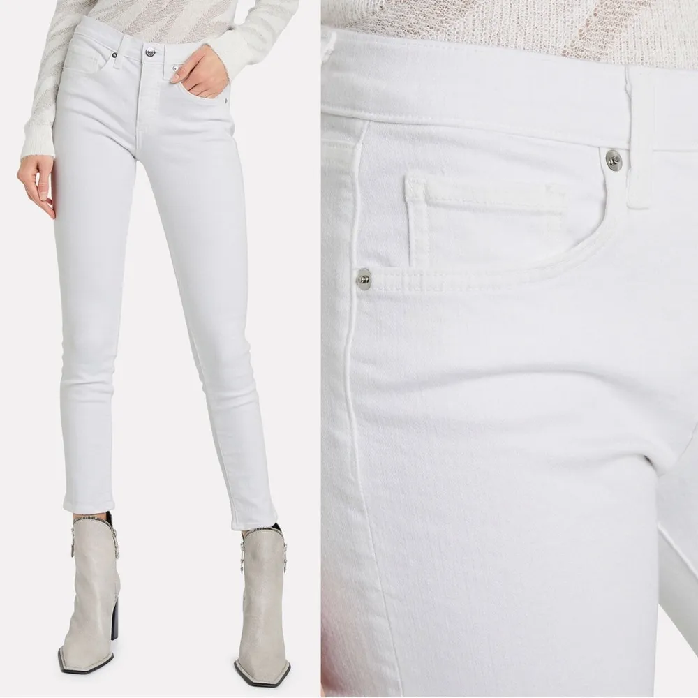 Veronica Beard • Brooke Skinny jeans Mid Rise white stretch denim ankle - Image 3