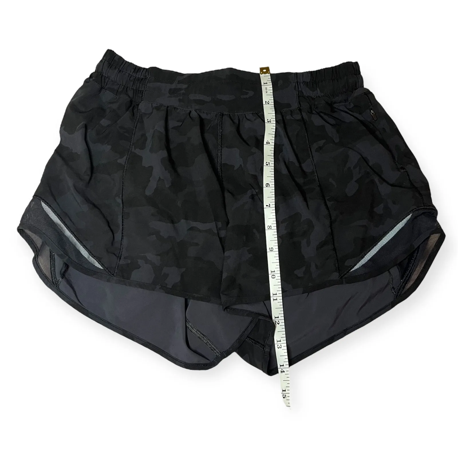 Lululemon Hotty Hot Shorts Black Camo 4” Run Athletic Gym Liner Pocket Size 8 - Image 9